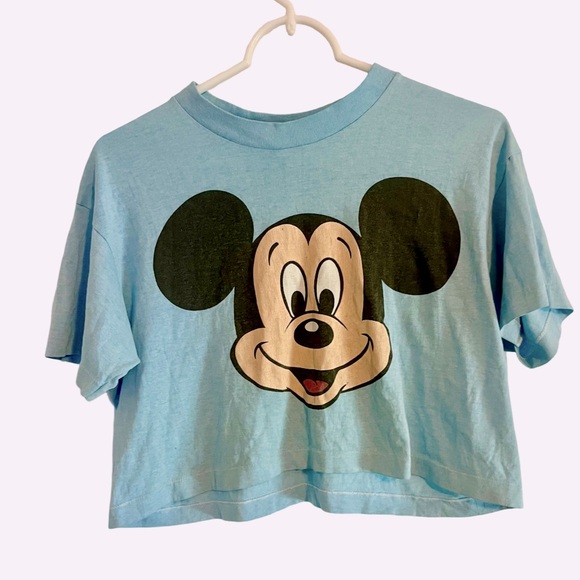 Vintage 1980s Disney Character Fashions Mickey Mouse Blue Crop Top Women’s Small - Picture 5 of 9